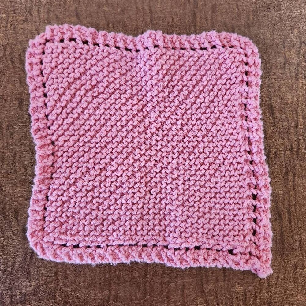 Vintage pink crochet doily square handmade home decor grandma cottage